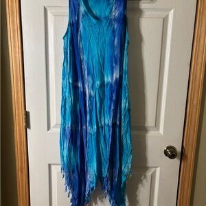Advance Apparels Blue Tie-Dye Midi Dress